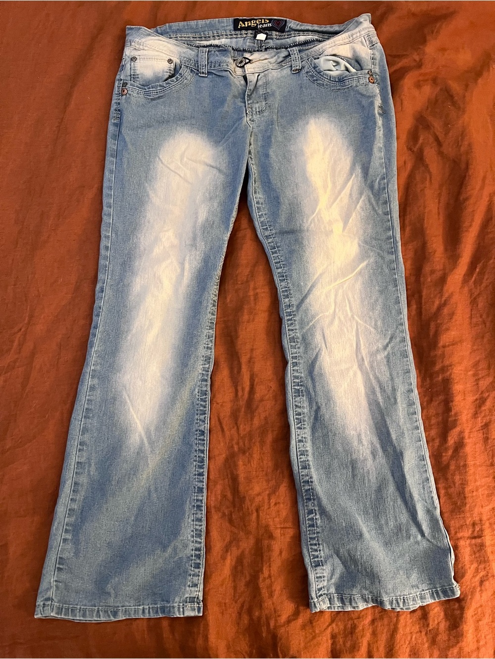 Angels Jeans Women’s Light Blue Bootcut Jeans with Faded Whiskering